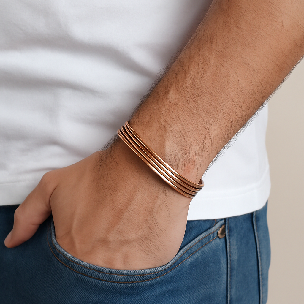 Copper and Leather Magnetics Bracelets