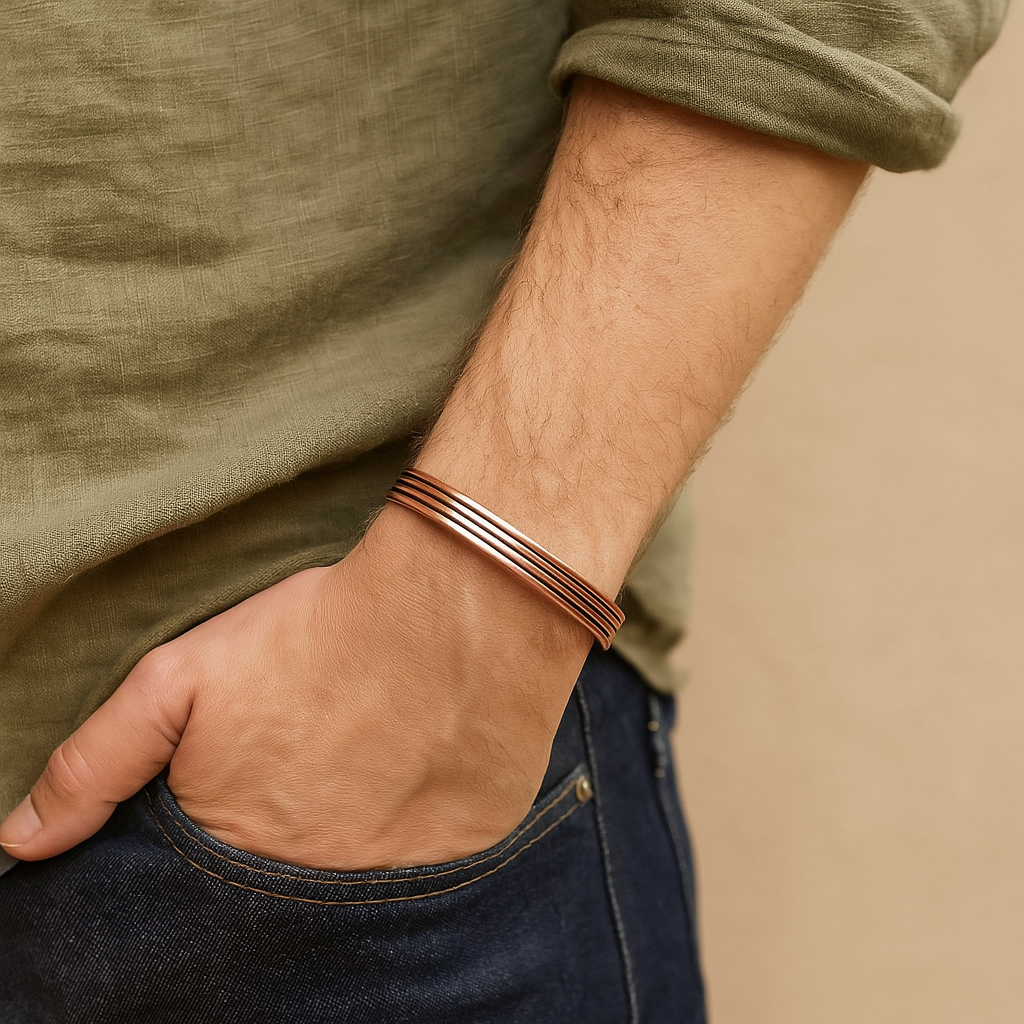 Copper and Leather Magnetics Bracelets