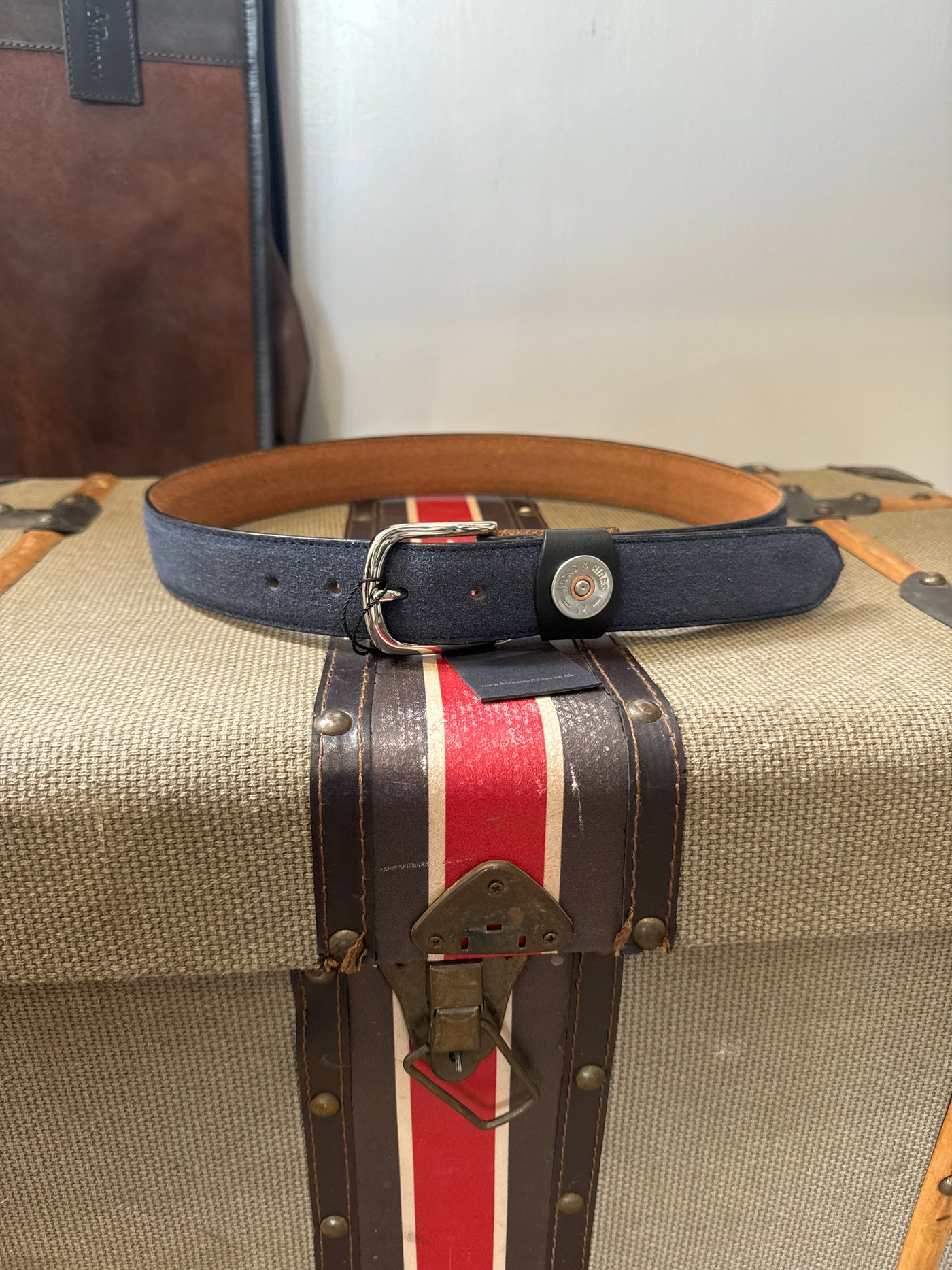 Navy suede belt