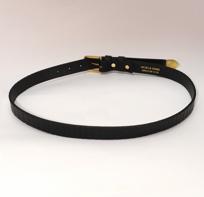 Black croc print belt