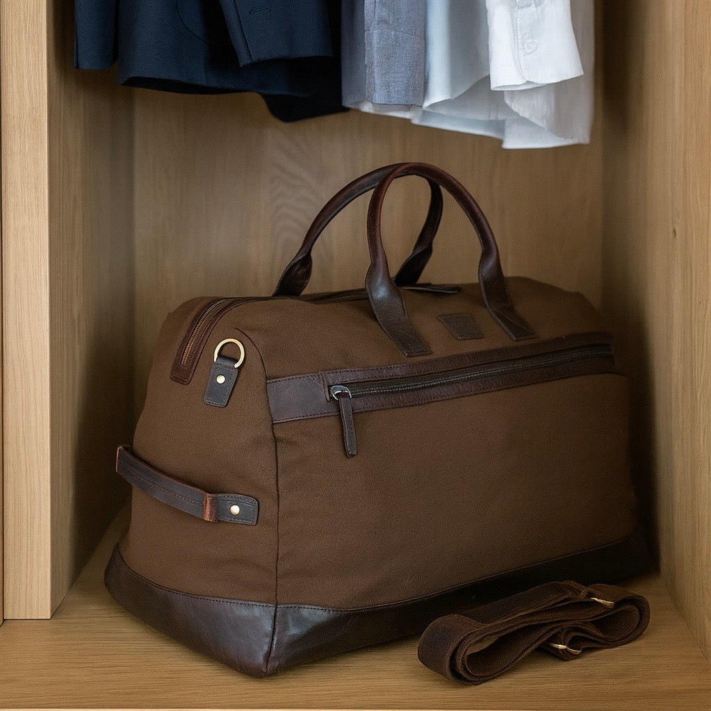 Canvas & Leather Holdall Green