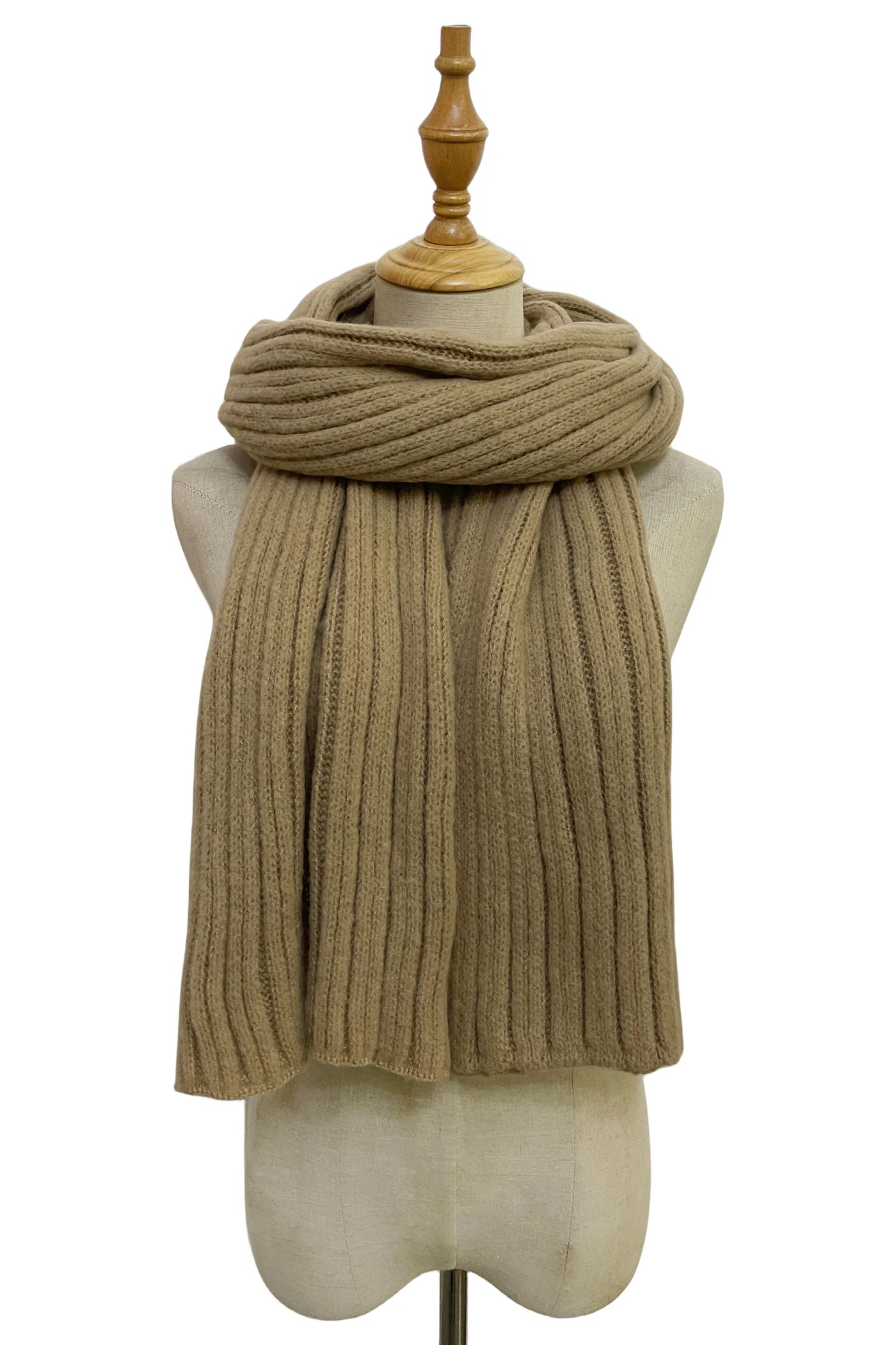 Cosy Plain Stripe Wool Knitted Scarf