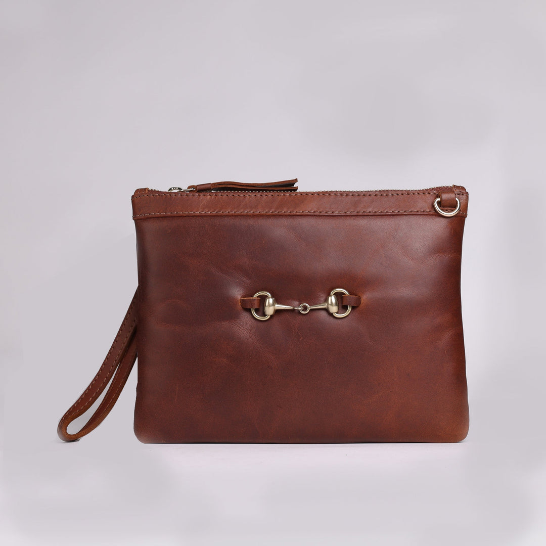 Tan leather clutch bag uk online