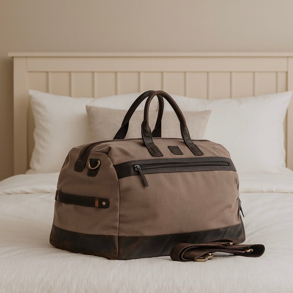 Canvas & Leather Holdall Grey