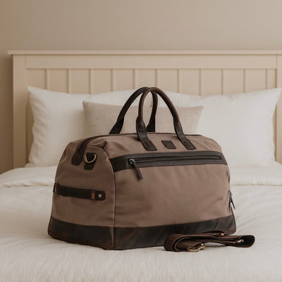 Canvas & Leather Holdall Grey