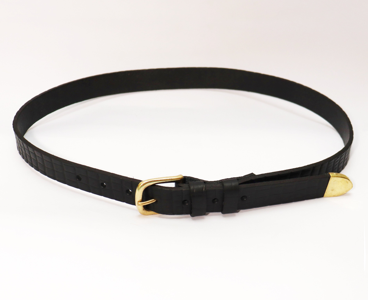 Black croc print belt