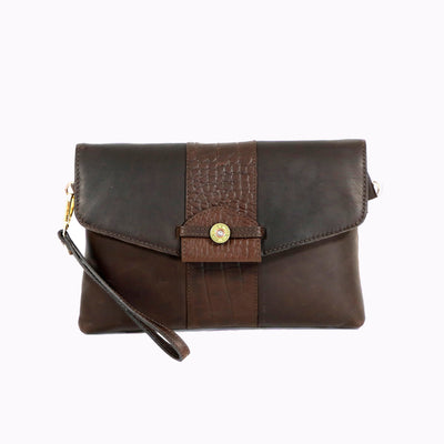 Bibury Cartridge Clutch Bag Brown Croc