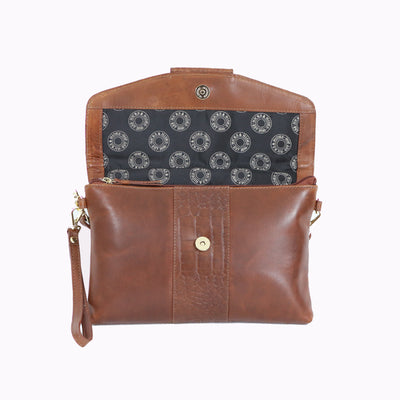 Bibury Cartridge Clutch Bag Cognac Croc