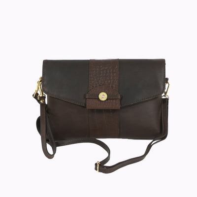 Bibury Cartridge Clutch Bag Brown Croc