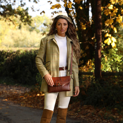 Bibury Strirrup Clutch Bag Cognac Croc