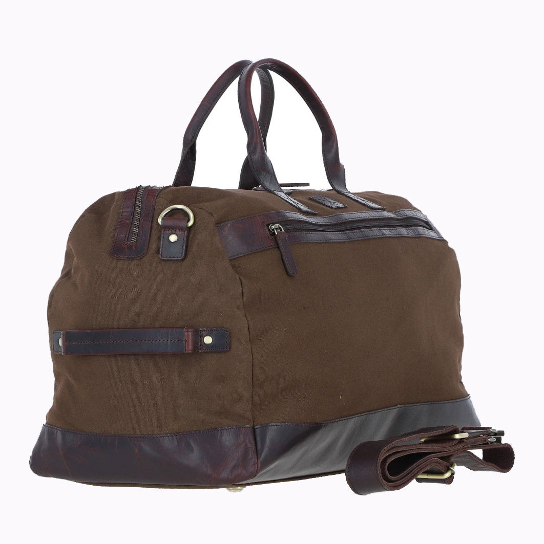 Canvas & Leather Holdall Green