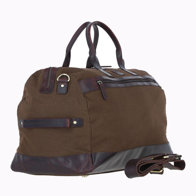 Canvas & Leather Holdall Green