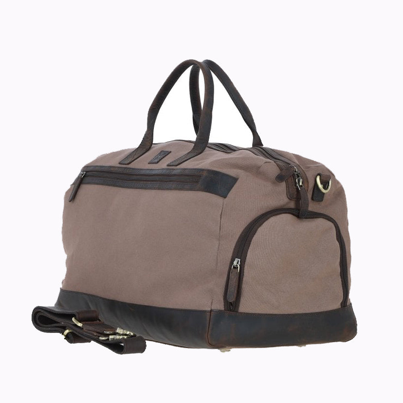 Canvas & Leather Holdall Grey