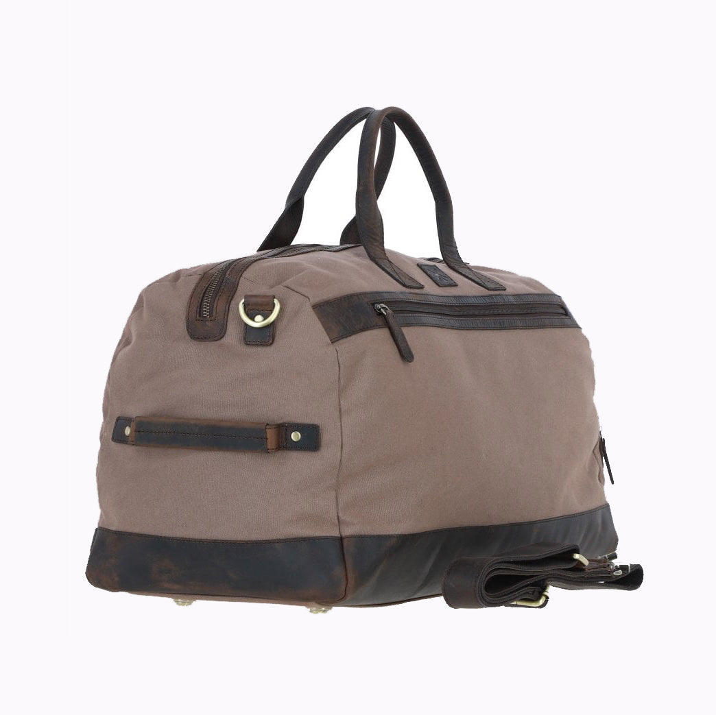 Canvas & Leather Holdall Grey