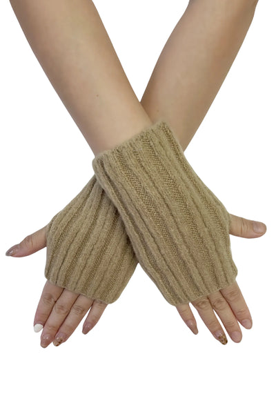 Cosy Stripe Wool Knitted Fingerless Gloves