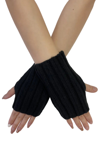 Cosy Stripe Wool Knitted Fingerless Gloves