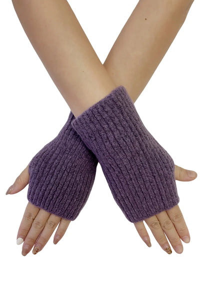 Cosy Stripe Wool Knitted Fingerless Gloves