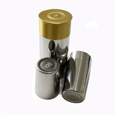 Stainless steel cartridge with 8 numbered cups