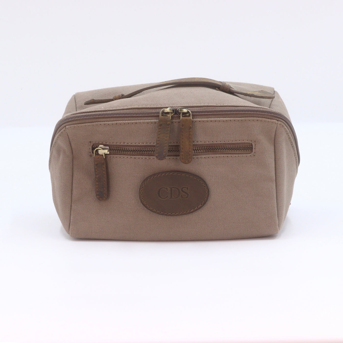 Canvas & Leather Wash Bag Grey