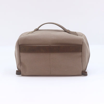 Canvas & Leather Wash Bag Grey