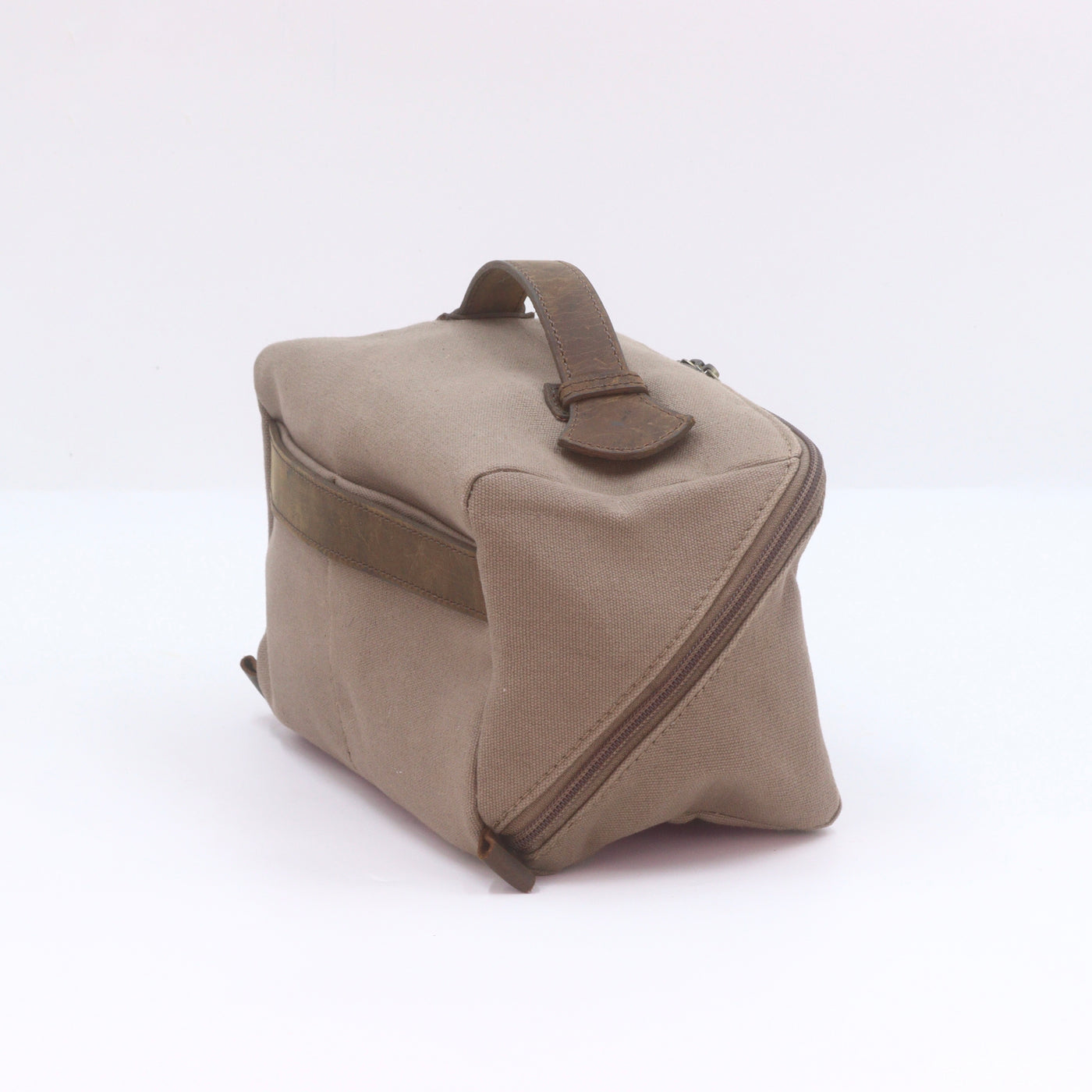 Canvas & Leather Wash Bag Grey