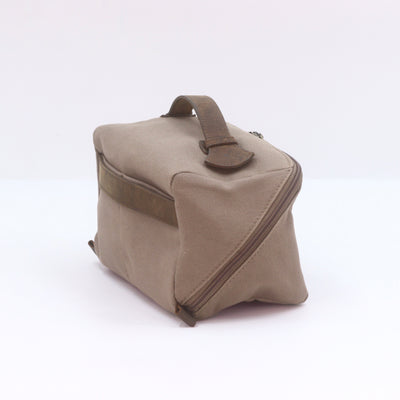 Canvas & Leather Wash Bag Grey