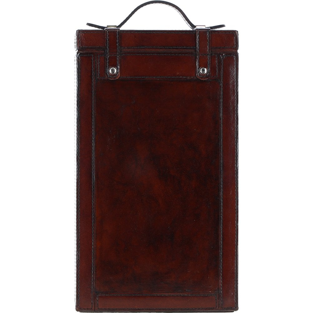 Leather Double Bottle Case with Buckles Closure