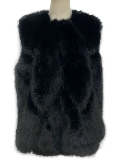 Plain Faux Fur Diamond Gilet Jacket