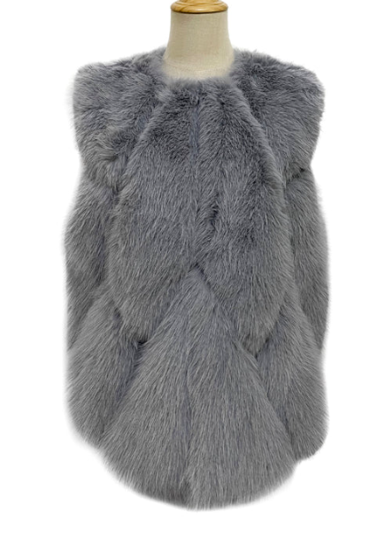 Plain Faux Fur Diamond Gilet Jacket