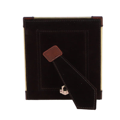 Leather Picture Frame with Golden Accents Chestnut
