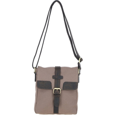 Canvas & Leather Crossbody Mud/Grey