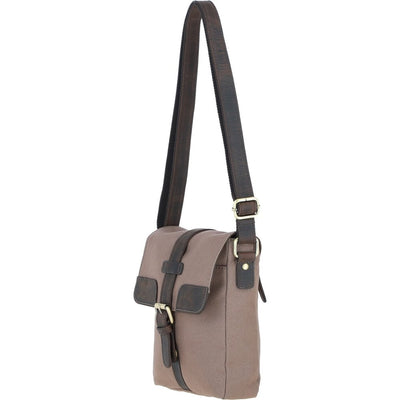 Canvas & Leather Crossbody Mud/Grey