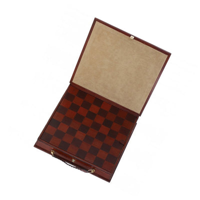 Hand Finished Luxury Leather Chess Set Chestnut