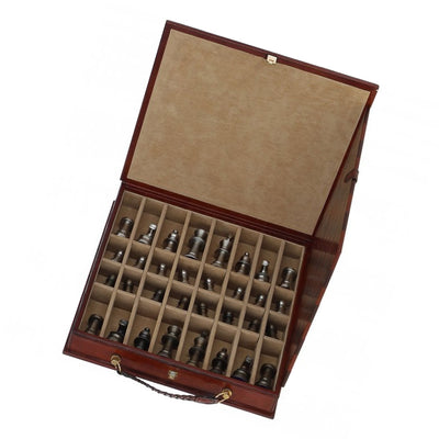 Hand Finished Luxury Leather Chess Set Chestnut