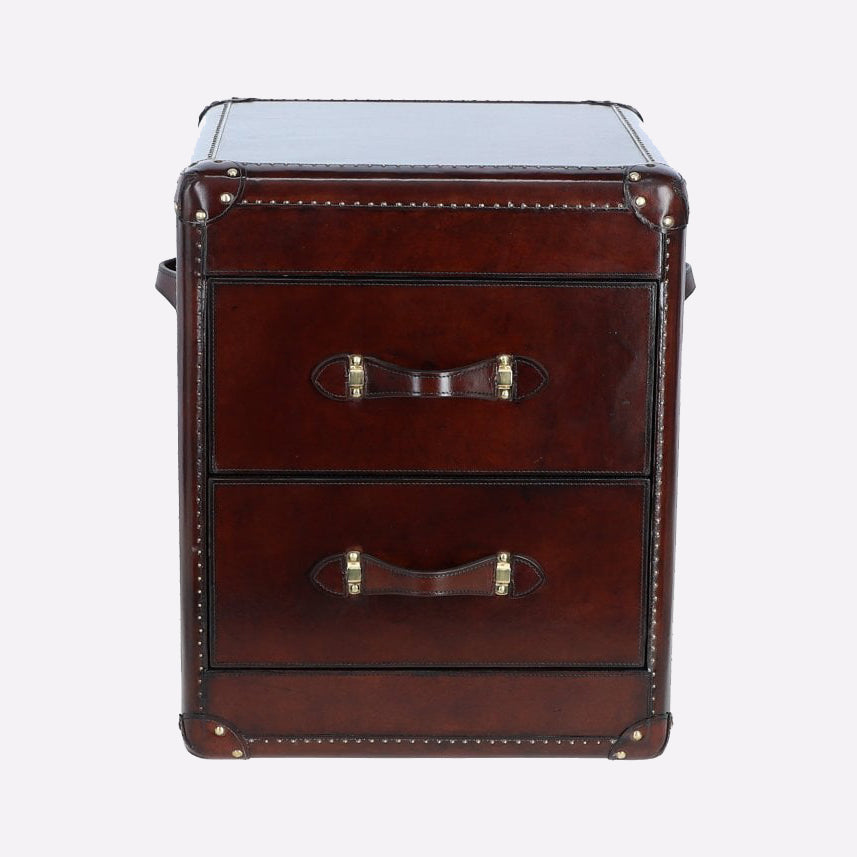 Leather Bedside Table Chestnut