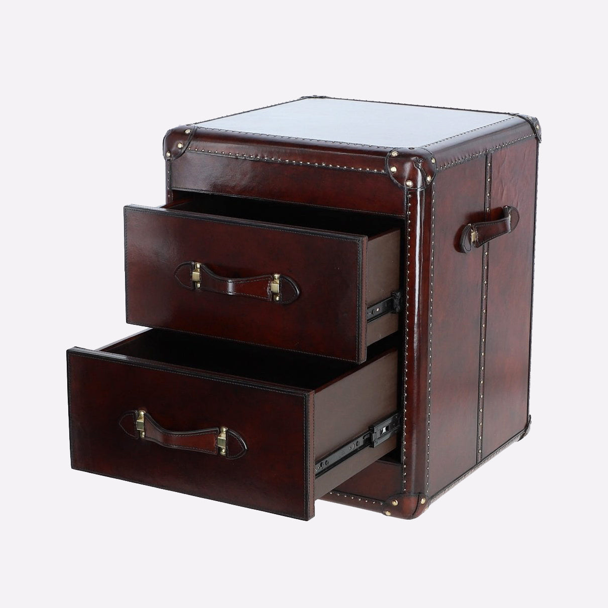 Leather Bedside Table Chestnut