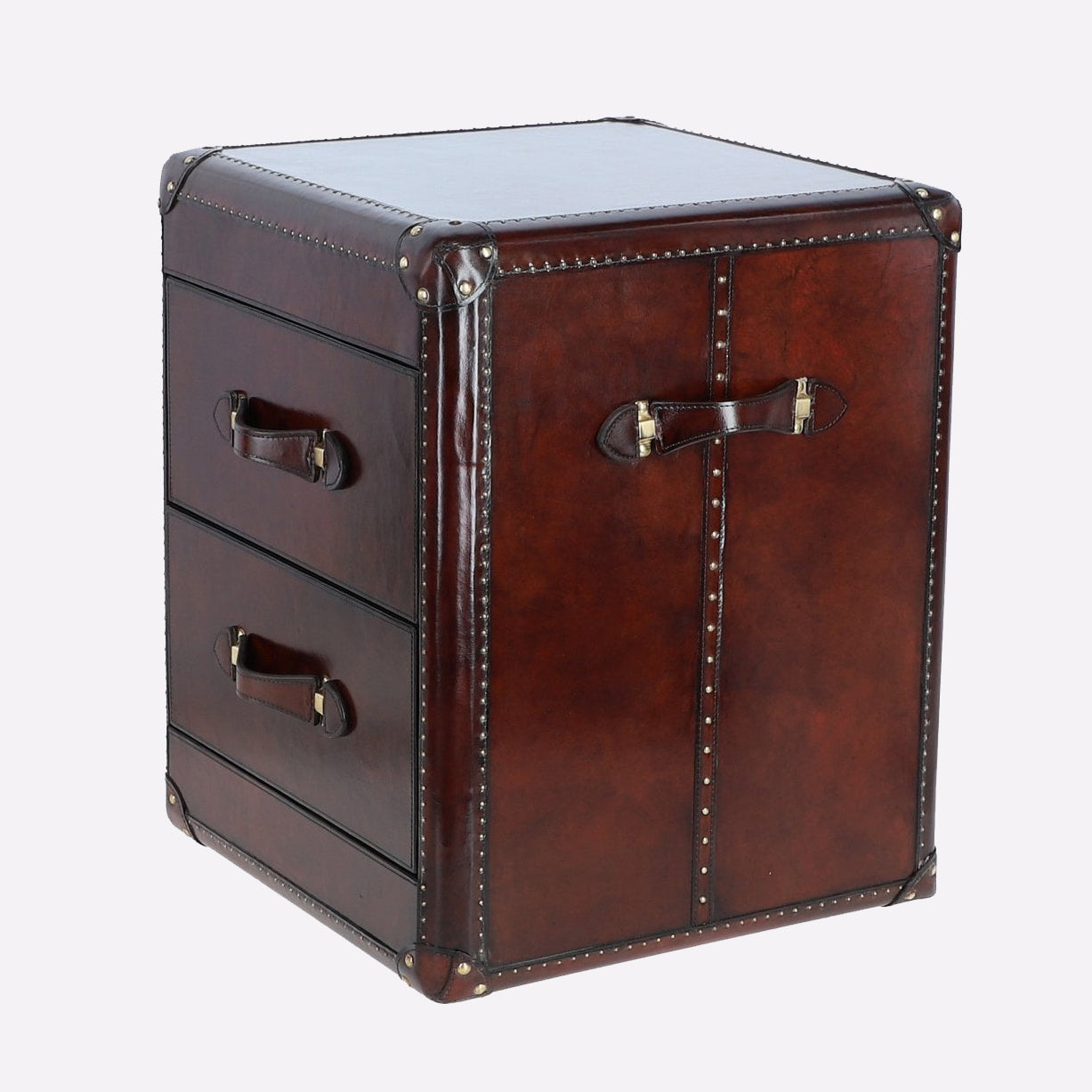 Leather Bedside Table Chestnut