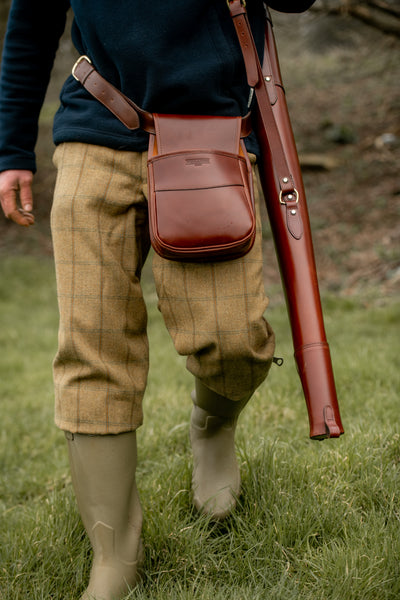 Shooting Pouch-Ammunition Cases & Holders-Hicks and Hides-Cognac-No Belt-No-Hicks and Hides- country shooting fashion leather goods